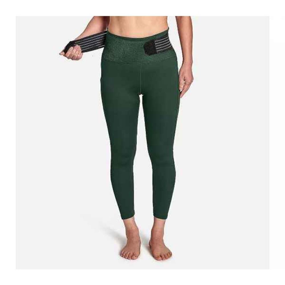 TOMMIE COPPER ADJUSTABLE BACK SUPPORT CAPRIS 19" LEGGINGS Women's 2XL OLIVE